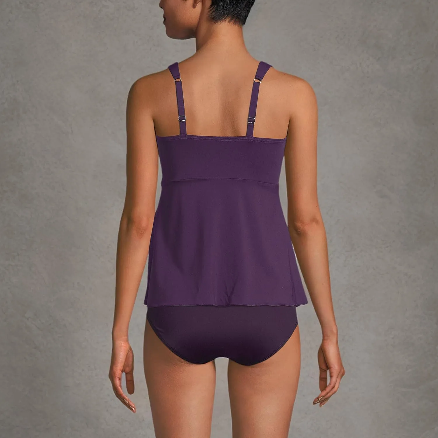 Lands' End Women's Adjustable Scoop Neck Flutter Tankini Top