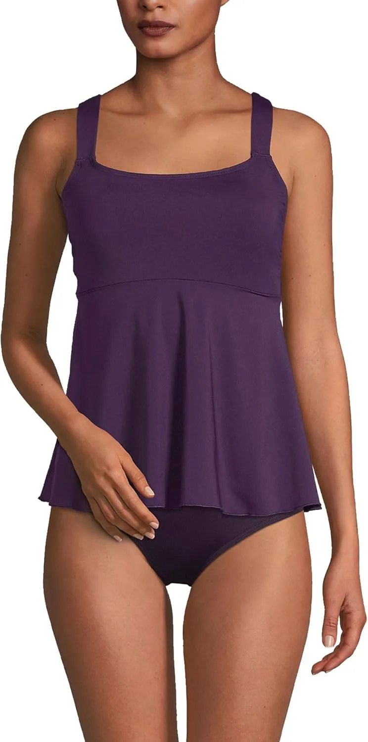 Lands' End Women's Adjustable Scoop Neck Flutter Tankini Top