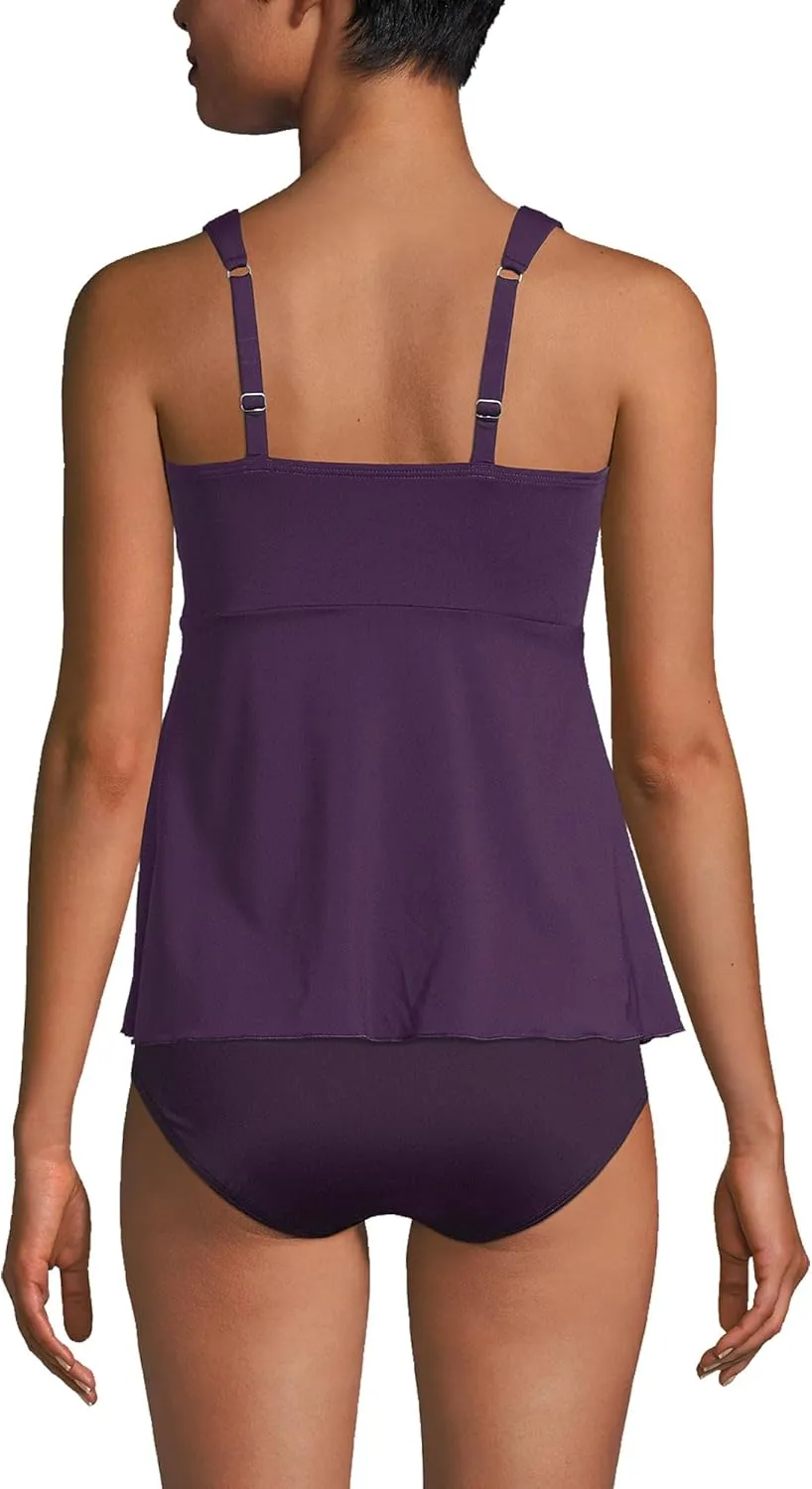 Lands' End Women's Adjustable Scoop Neck Flutter Tankini Top