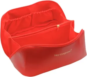 Large Travel Makeup Bag  Waterproof Cosmetic Case, Portable Beauty Organizer with Fixed Divider, Spacious Toiletry Bag for Skincare, Brushes & Accessories, Durable Handle (Red Velvet)