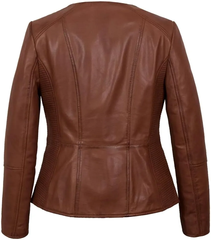 Leather Jacket Women Real Leather Jacket Women - Cafe Racer Slim Fit Womens Motorcycle Jackets
