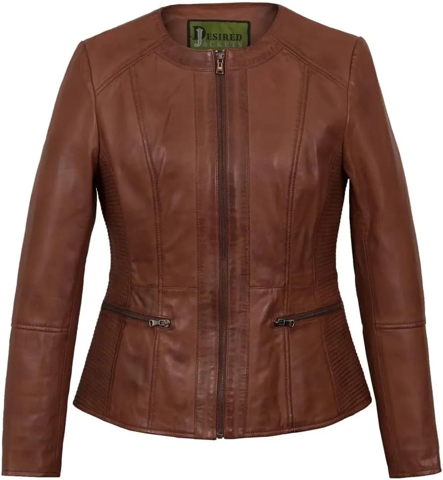 Leather Jacket Women Real Leather Jacket Women - Cafe Racer Slim Fit Womens Motorcycle Jackets