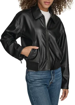 Levi's Women's Faux Leather Bomber with Laydown Collar