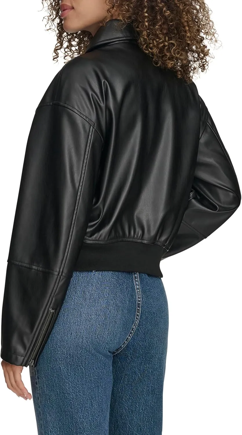 Levi's Women's Faux Leather Bomber with Laydown Collar