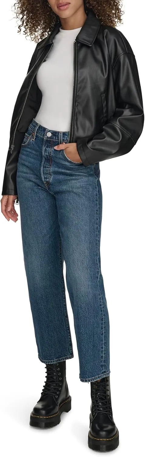 Levi's Women's Faux Leather Bomber with Laydown Collar