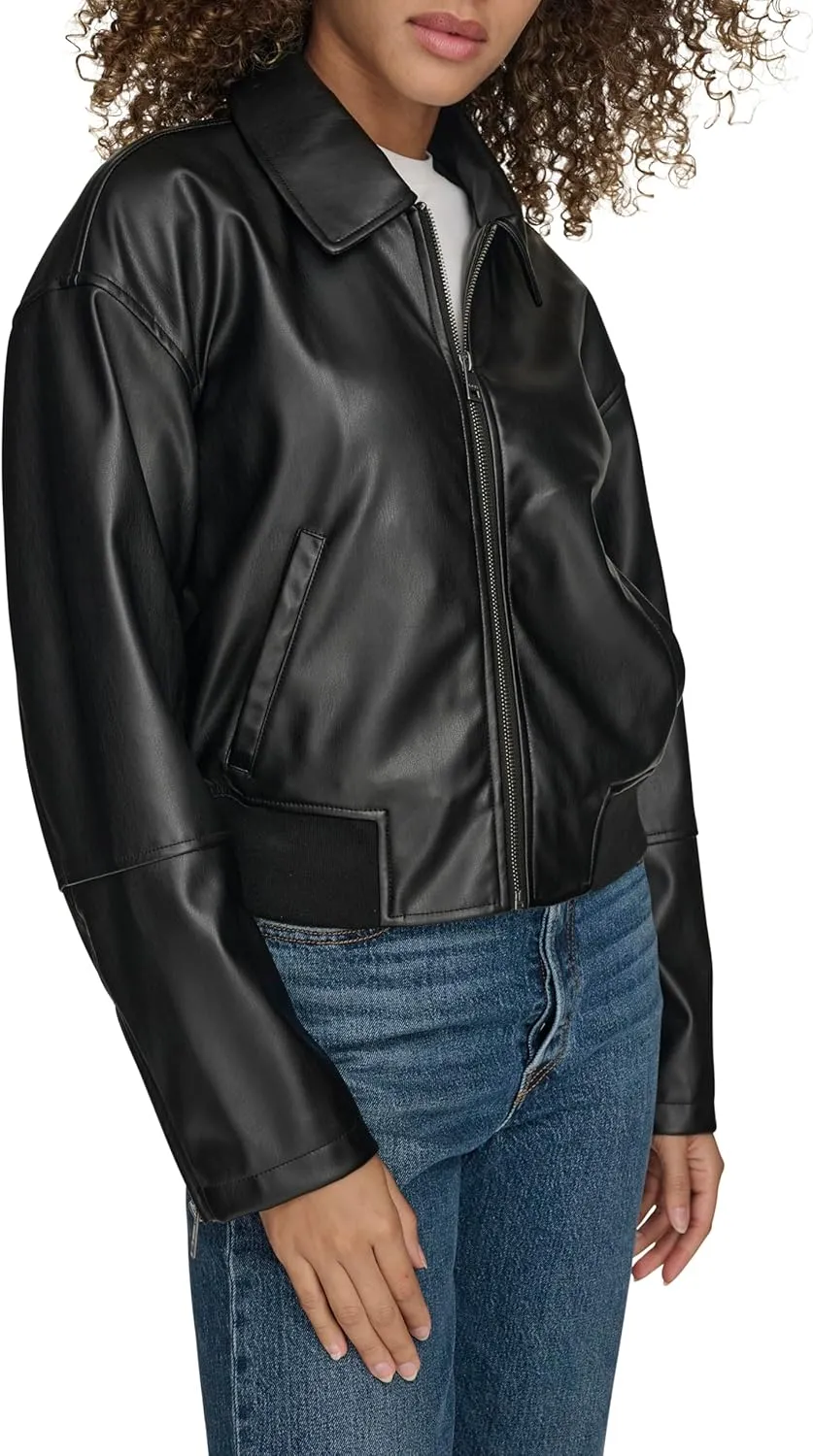 Levi's Women's Faux Leather Bomber with Laydown Collar