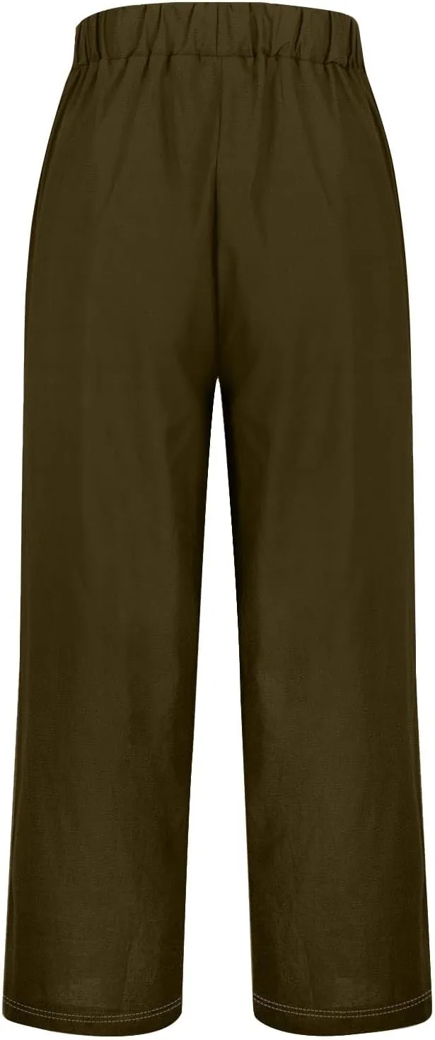 Linen Joggers Petite Spring High Waisted Cotton Linen Yoga Pants for Women Womens Casual Loose Pants