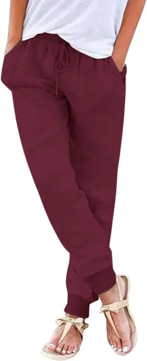 Linen Palazzo Pants for Women Casual High Waist Lightweight Summer Palazzo Trouser with Pockets Ladies Wide Leg Pants