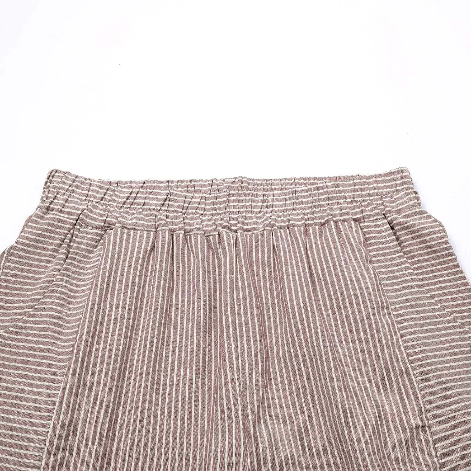 Linen Pants for Women Solid Cropped Side Elastic Waist Capris Straight Leg Summer Beach Casual Trousers with Pockets