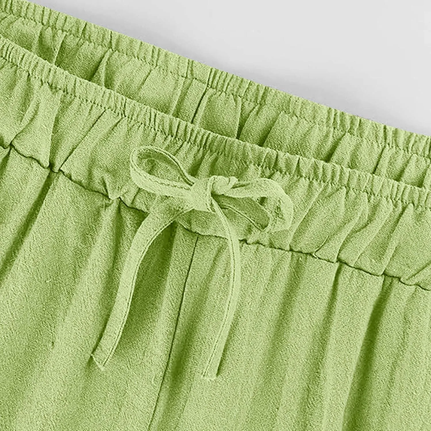 Linen Pants Women High Waisted Drawstring Palazzo Pant 2025 Summer Flowy Cotton Linen Beach Slack Trousers with Pocket