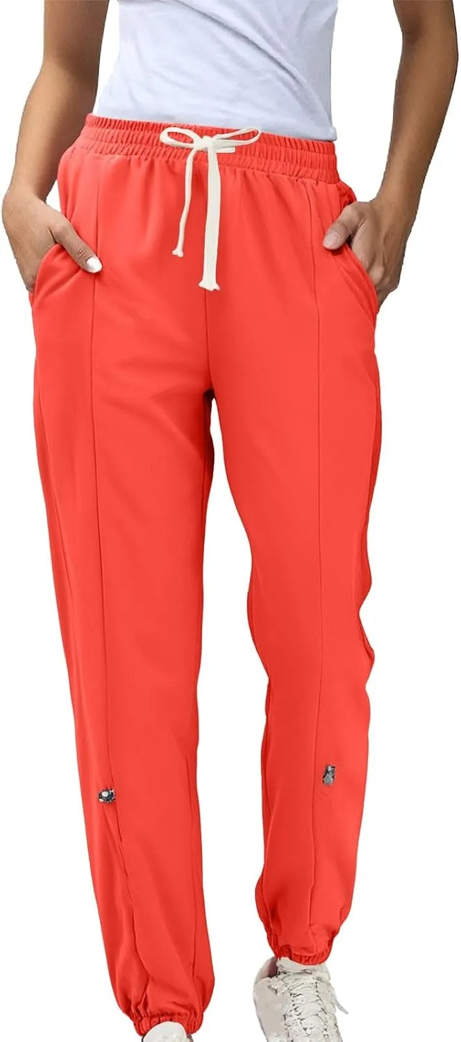 Linen Pants Women Tall Summer Straight Leg High Waist Flowy Beach Pants Travel Vacation Trendy Trouser with Pockets