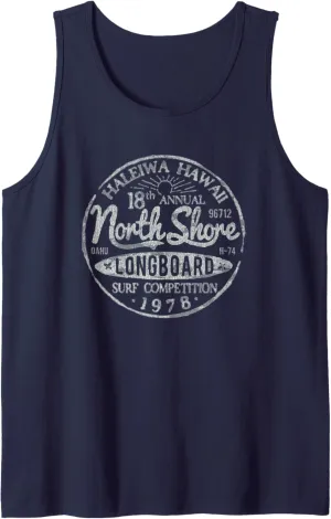 Long Board North Shore Surf Vintage Hawaii Beach Tank Top