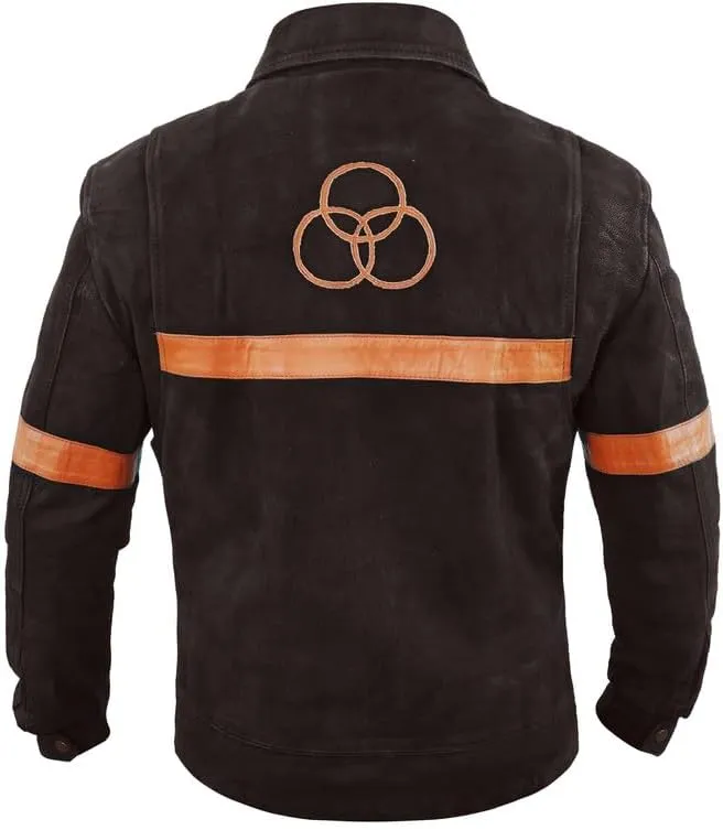 LP-FACON Mens Biker Brando Motorcycle Biker Black Leather/Faux Outerwear