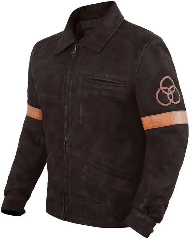 LP-FACON Mens Biker Brando Motorcycle Biker Black Leather/Faux Outerwear