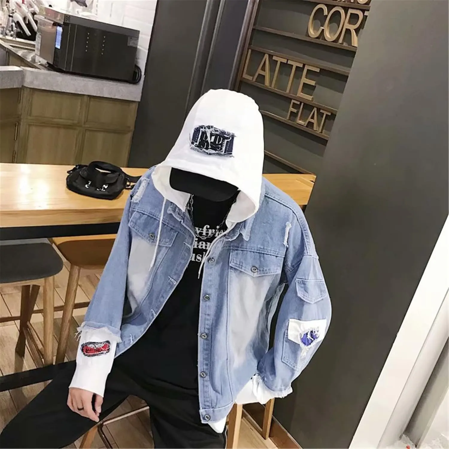 Lpstop Womens Jean Jacket Girl with Style Denim Jacket Button Down Denim Hoodie Gift for Teens