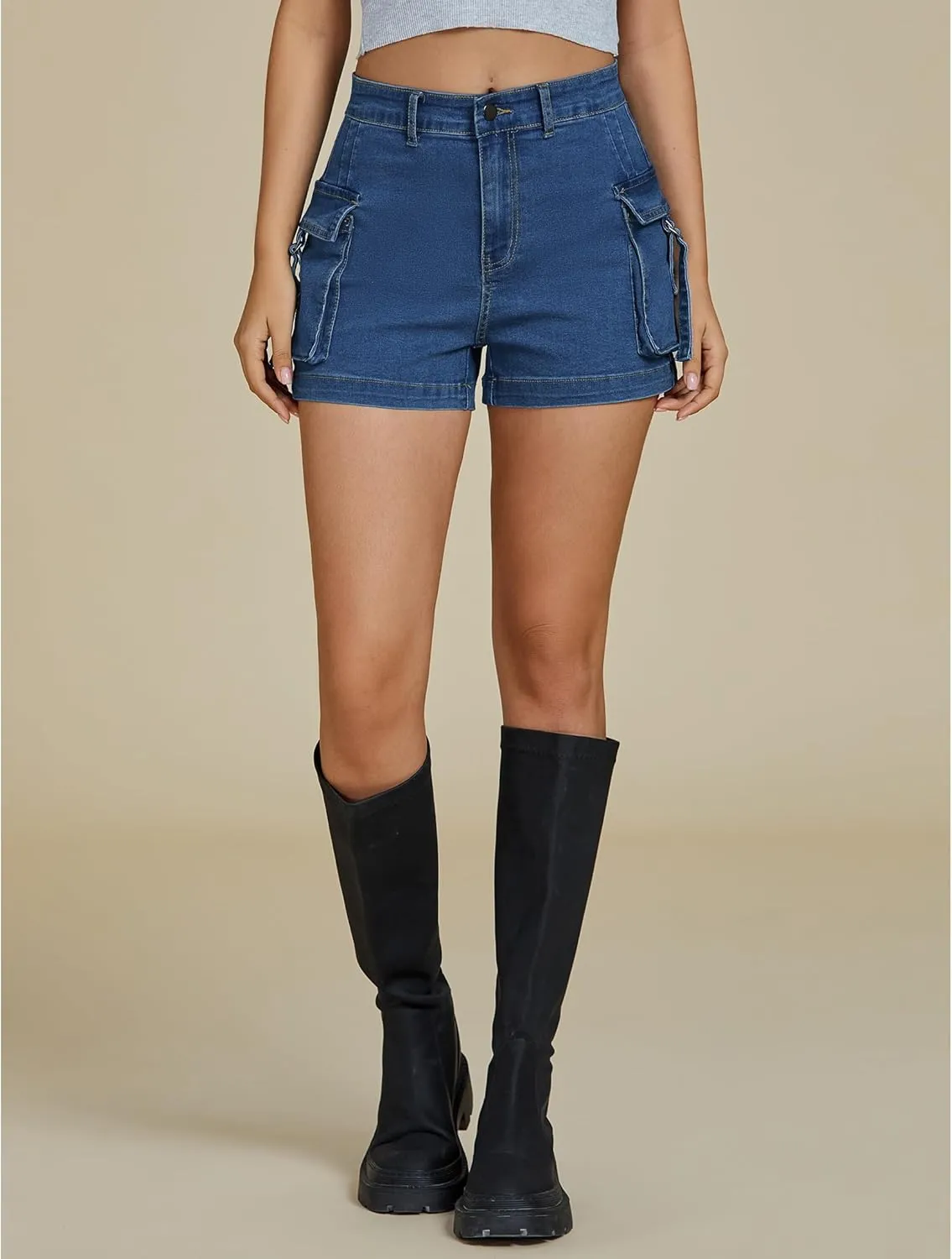 luvamia Cargo Shorts for Women Trendy High Wasited Casual Summer Stretchy Utility Cut Off Shorts with Pockets