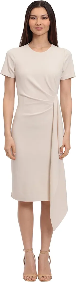 Maggy London Women's Gathered Waist Scuba Crepe Dress with Side Cascade Detail