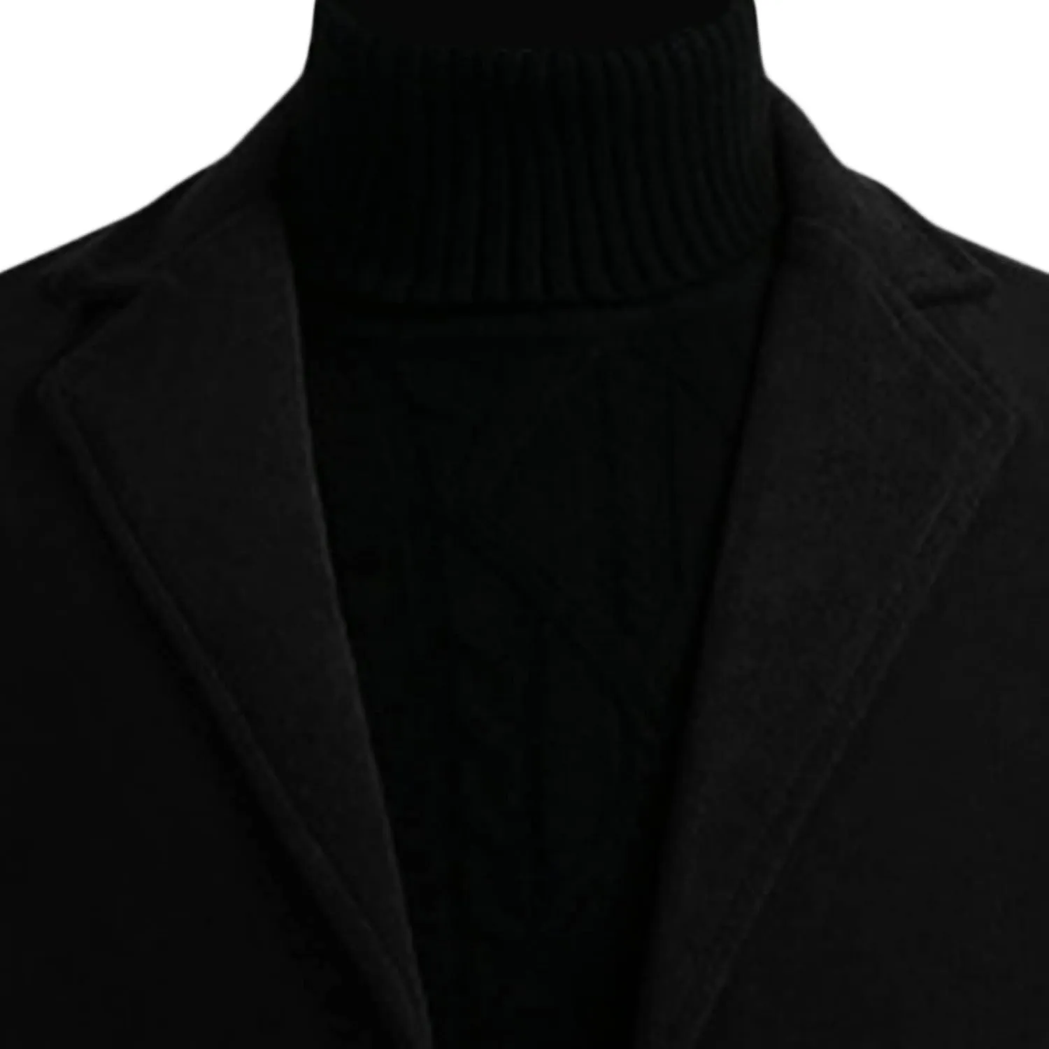 Maiyifu-GJ Mens Wool Blend Trench Coat Mid-Length Notched Collar Long Top Pea Coats Business Single Breasted Jacket Overcoat