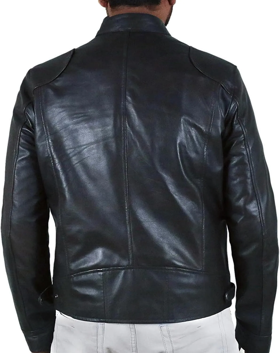 Male Cafe Racer Style PU Jacket Motorcycle Distressed Leather Jackets Moto Coat Bikers Leather Biker Blazer