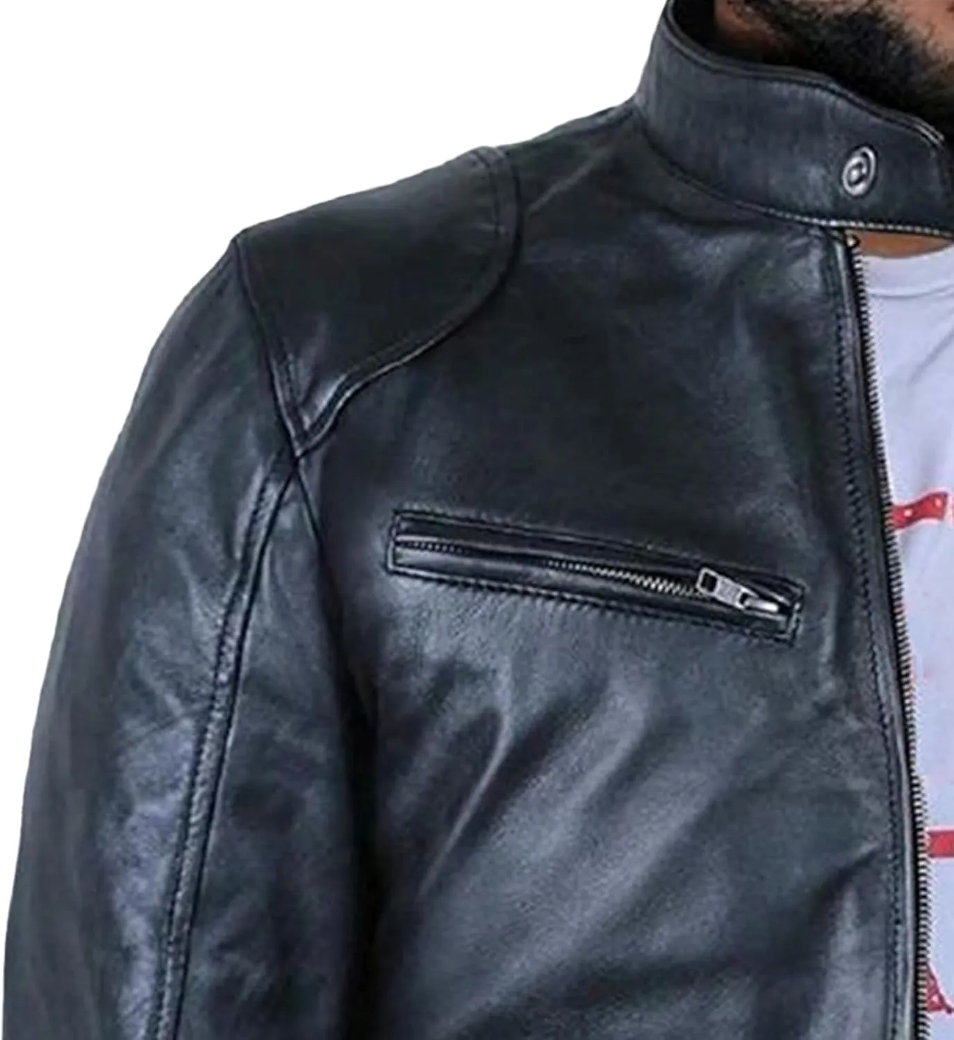 Male Cafe Racer Style PU Jacket Motorcycle Distressed Leather Jackets Moto Coat Bikers Leather Biker Blazer
