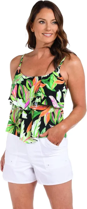 Maxine of Hollywood Women's 2-Tiered Ruffle Tankini Swimsuit Top