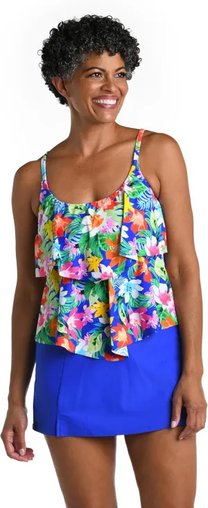 Maxine Of Hollywood Women's 2-Tiered Ruffle Tankini Swimsuit Top