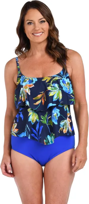 Maxine of Hollywood Women's 2-Tiered Ruffle Tankini Swimsuit Top