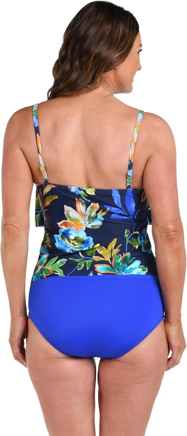 Maxine of Hollywood Women's 2-Tiered Ruffle Tankini Swimsuit Top