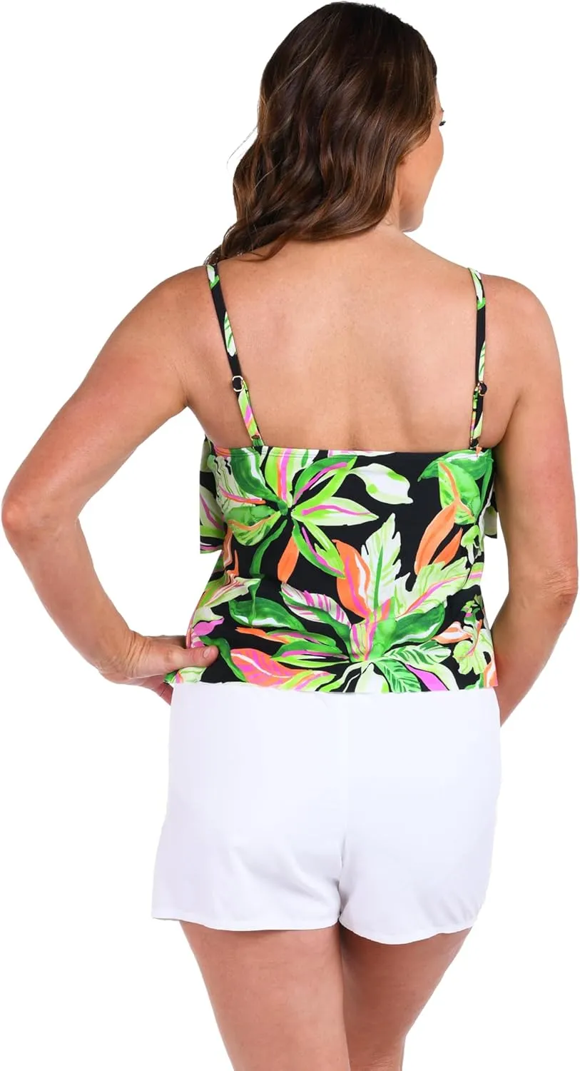 Maxine of Hollywood Women's 2-Tiered Ruffle Tankini Swimsuit Top
