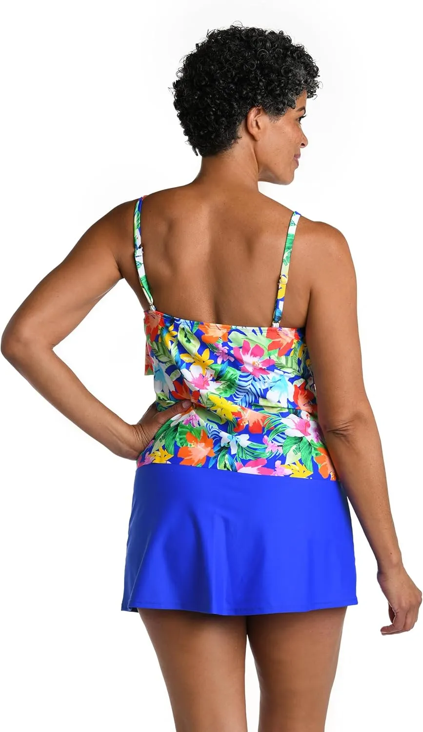 Maxine Of Hollywood Women's 2-Tiered Ruffle Tankini Swimsuit Top