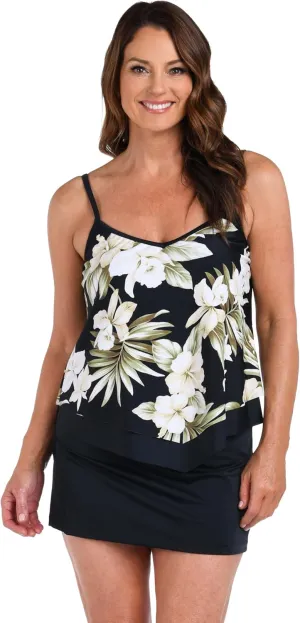 Maxine Of Hollywood Women's V-Neck Flutter Tankini Swimsuit Top