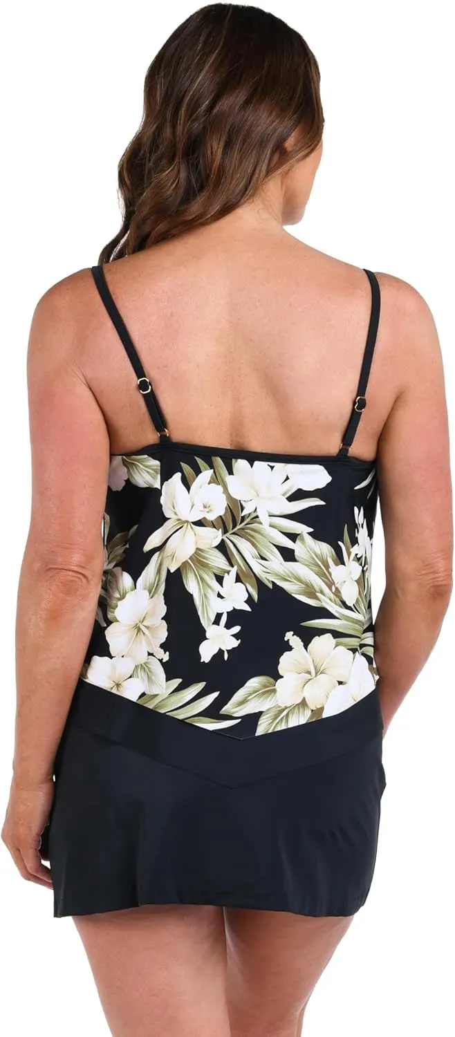 Maxine Of Hollywood Women's V-Neck Flutter Tankini Swimsuit Top