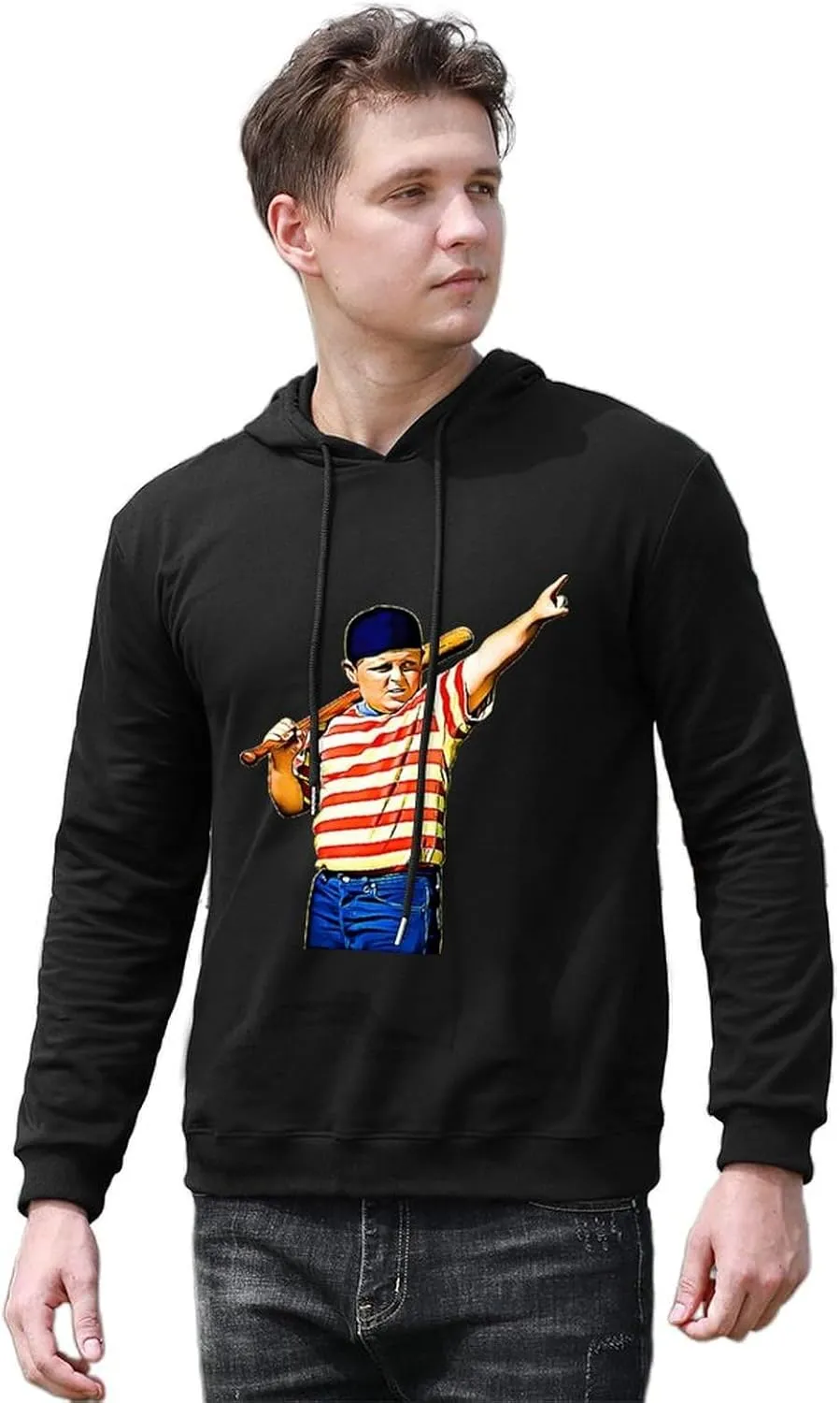 Men Long Sleeve Top Hooded Sweatshirt, Fitted Fleece Pullover Hoodie