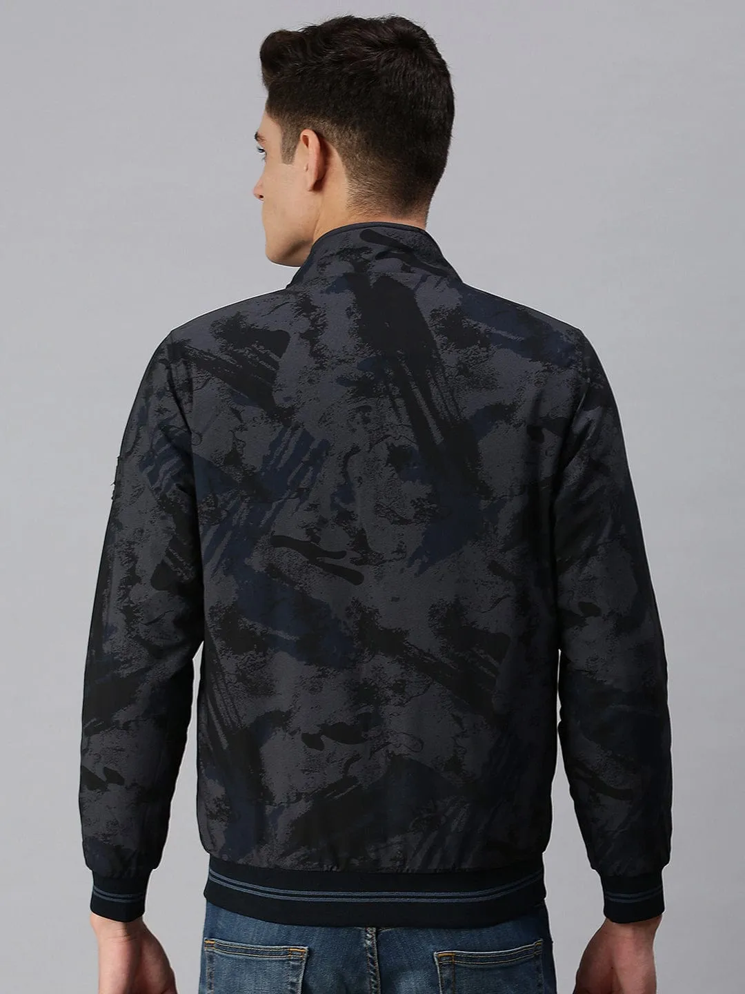 Men Maroon Reversible Puffer Jacket with Embroidered