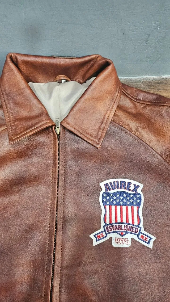 Men pilot Shirt Style Avirex real leather jacket | iconic Air force flying bomber jacket for Men(replica)