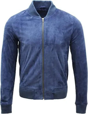 Men's 100% Real Suede leather Trucker Jacket | Biker Motorcycle Jacket| Classic Bomber Varsity Jacket - Zipper