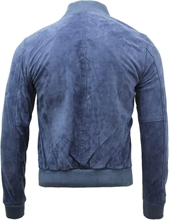 Men's 100% Real Suede leather Trucker Jacket | Biker Motorcycle Jacket| Classic Bomber Varsity Jacket - Zipper