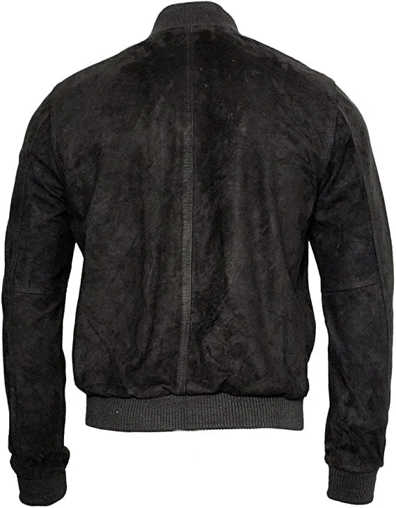 Men's 100% Real Suede leather Trucker Jacket | Biker Motorcycle Jacket| Classic Bomber Varsity Jacket - Zipper