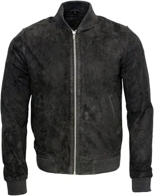 Men's 100% Real Suede leather Trucker Jacket | Biker Motorcycle Jacket| Classic Bomber Varsity Jacket - Zipper