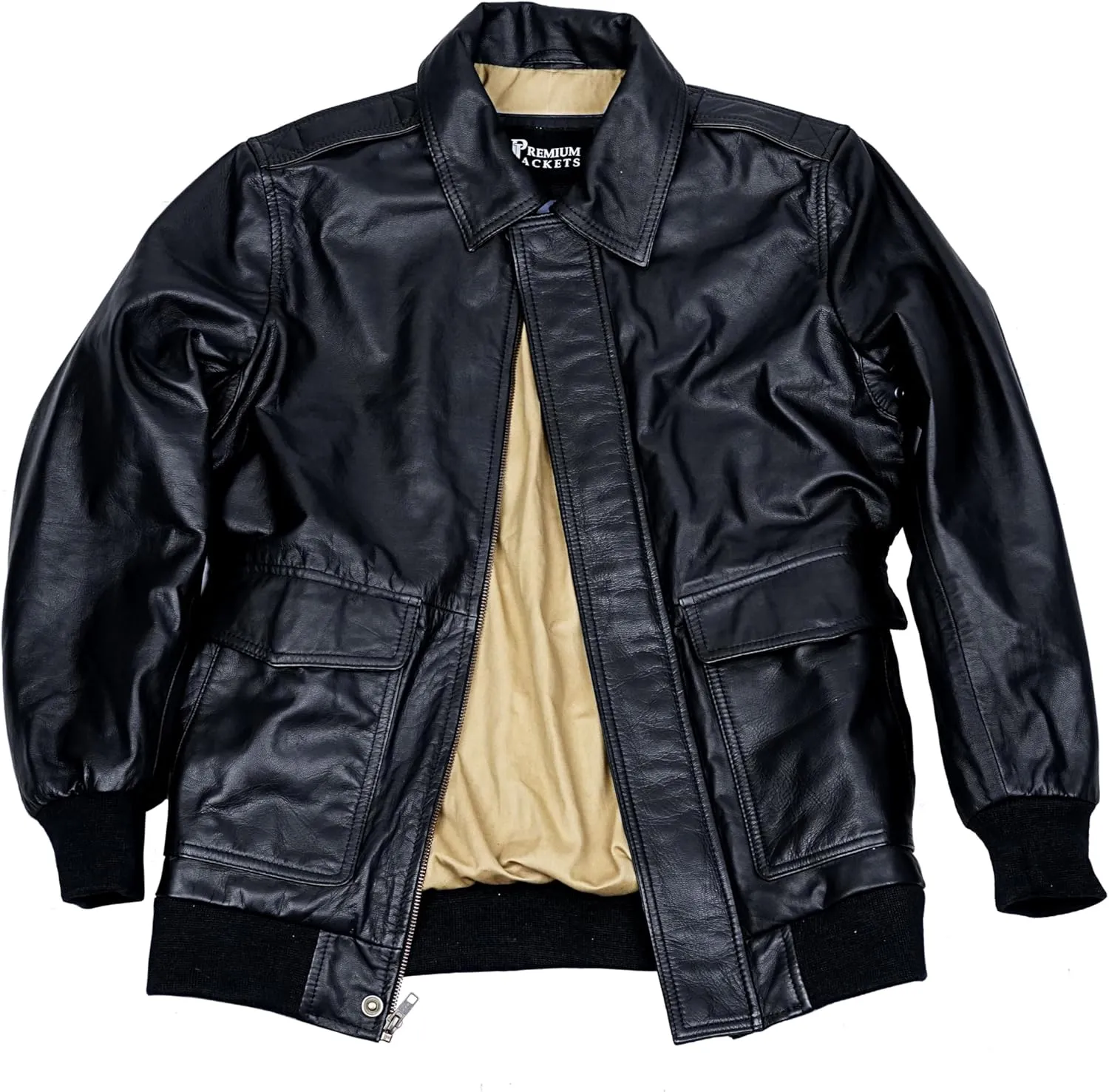 Mens A-2 Flight Air Force Bomber Leather Jacket | Black - Brown Genuine Lambskin Leather Jackets for Men