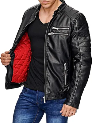 Mens Cafe Racer Motorcycle Leather Jacket Genuine Sheepskin Vintage Moto Biker Collection