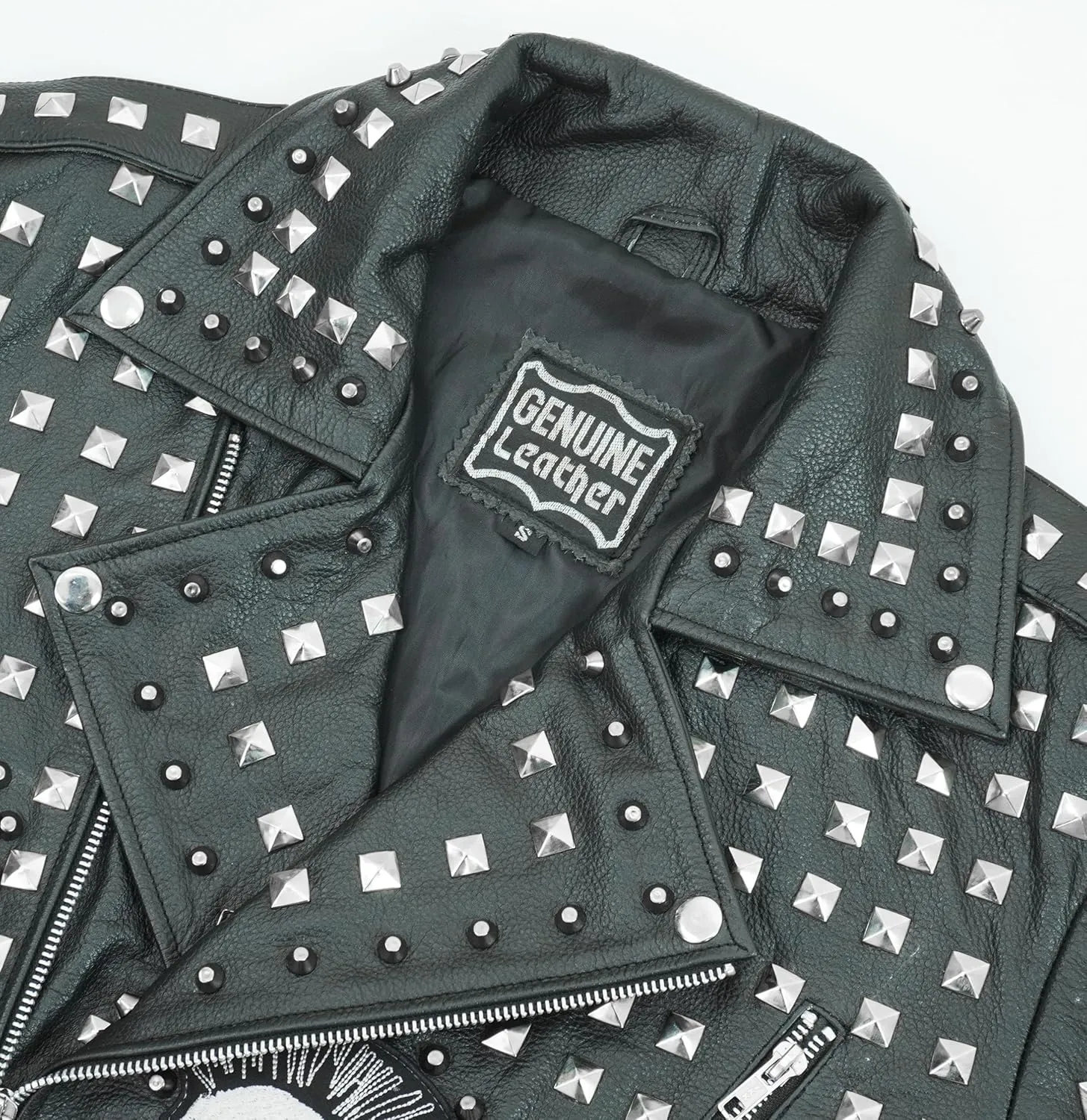 Mens Cafe Racer Studded Biker Punk Is Pride Red Brando Motorcycle Leather Jacket - Spikes Jacket