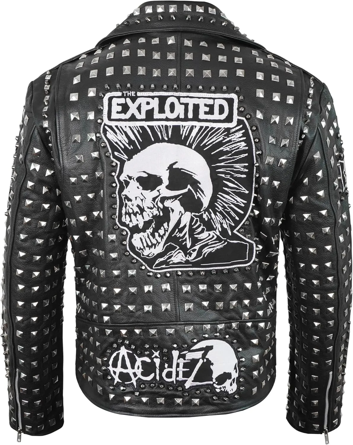 Mens Cafe Racer Studded Biker Punk Is Pride Red Brando Motorcycle Leather Jacket - Spikes Jacket
