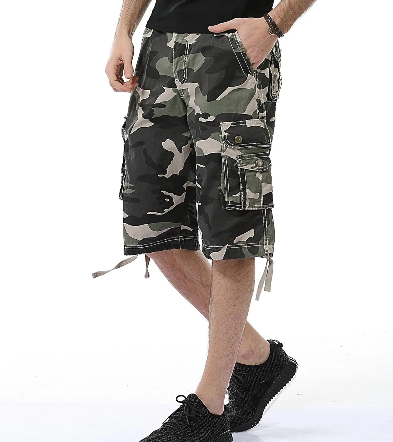 Men's Camo Cargo Shorts Relaxed Fit Multi-Pocket Outdoor Camouflage Cargo Shorts Cotton