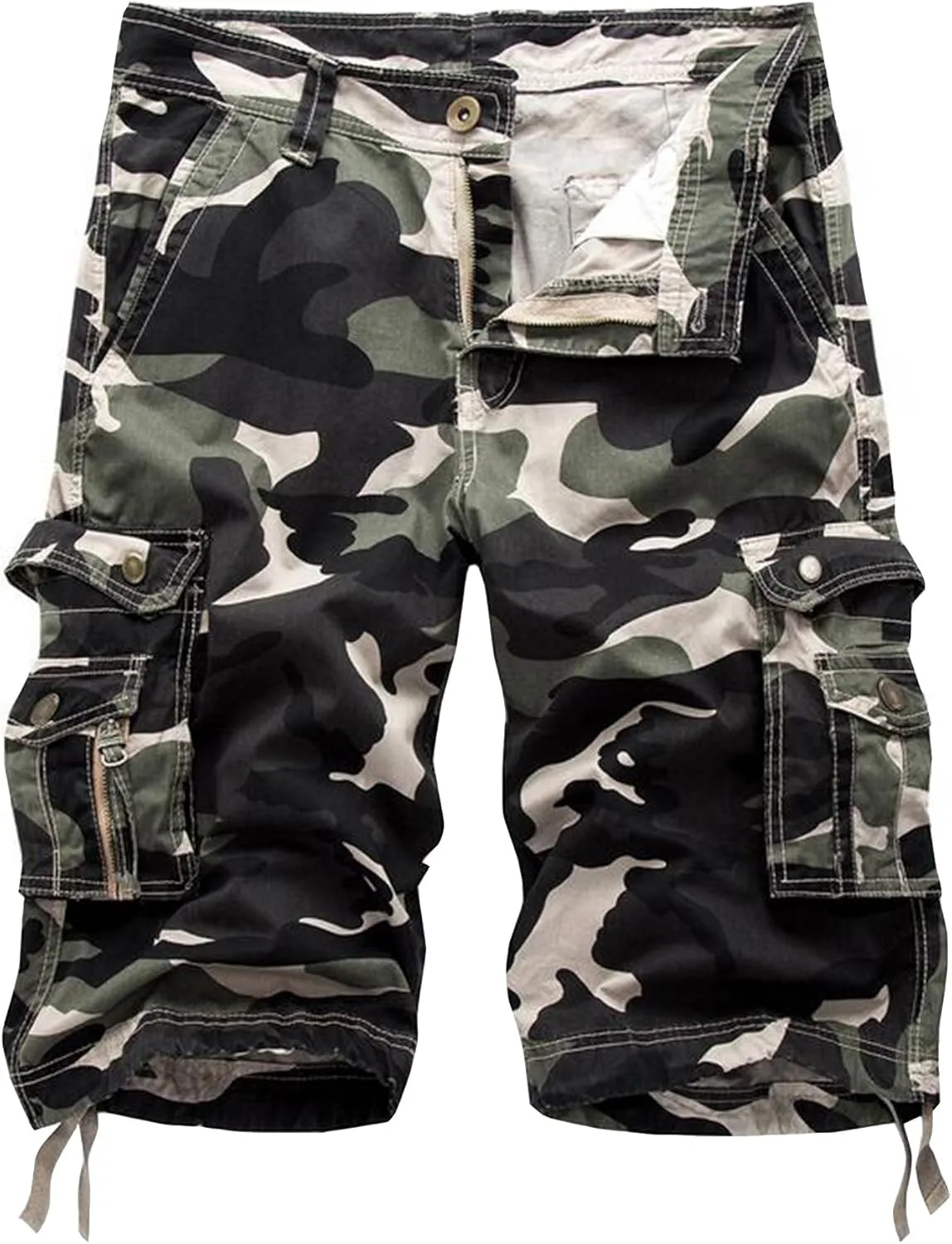 Men's Camo Cargo Shorts Relaxed Fit Multi-Pocket Outdoor Camouflage Cargo Shorts Cotton