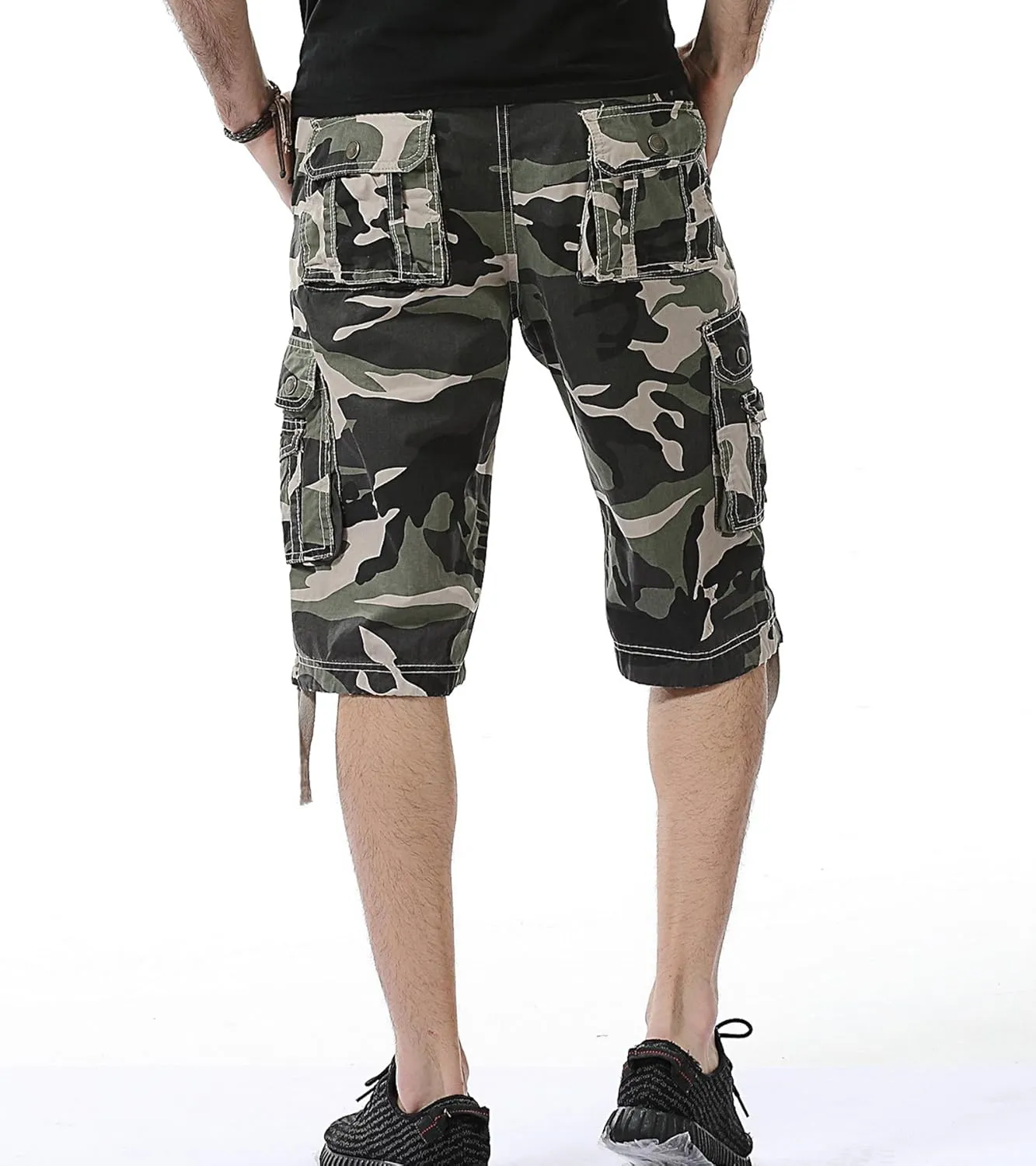 Men's Camo Cargo Shorts Relaxed Fit Multi-Pocket Outdoor Camouflage Cargo Shorts Cotton