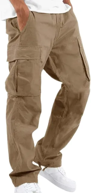 Mens Cargo Pants Straight Casual Trendy Loose Slim Fit Joggers Sweatpants Outdoor Lightweight Athletic Walking Trouser