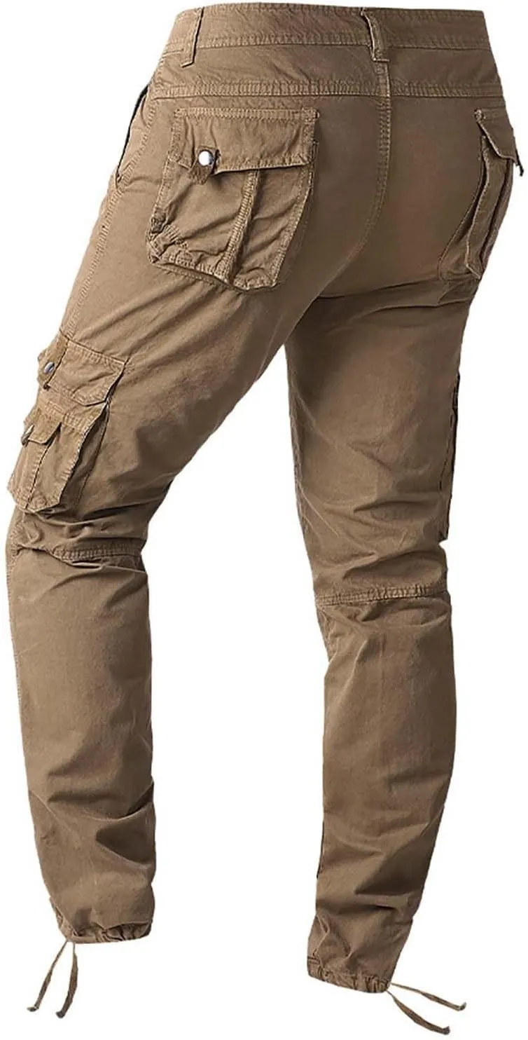 Mens Cargo Work Pants Regular Fit Stretchy Workout Joggers Casual Straight Leg Pants Fashion Business Formal Pant