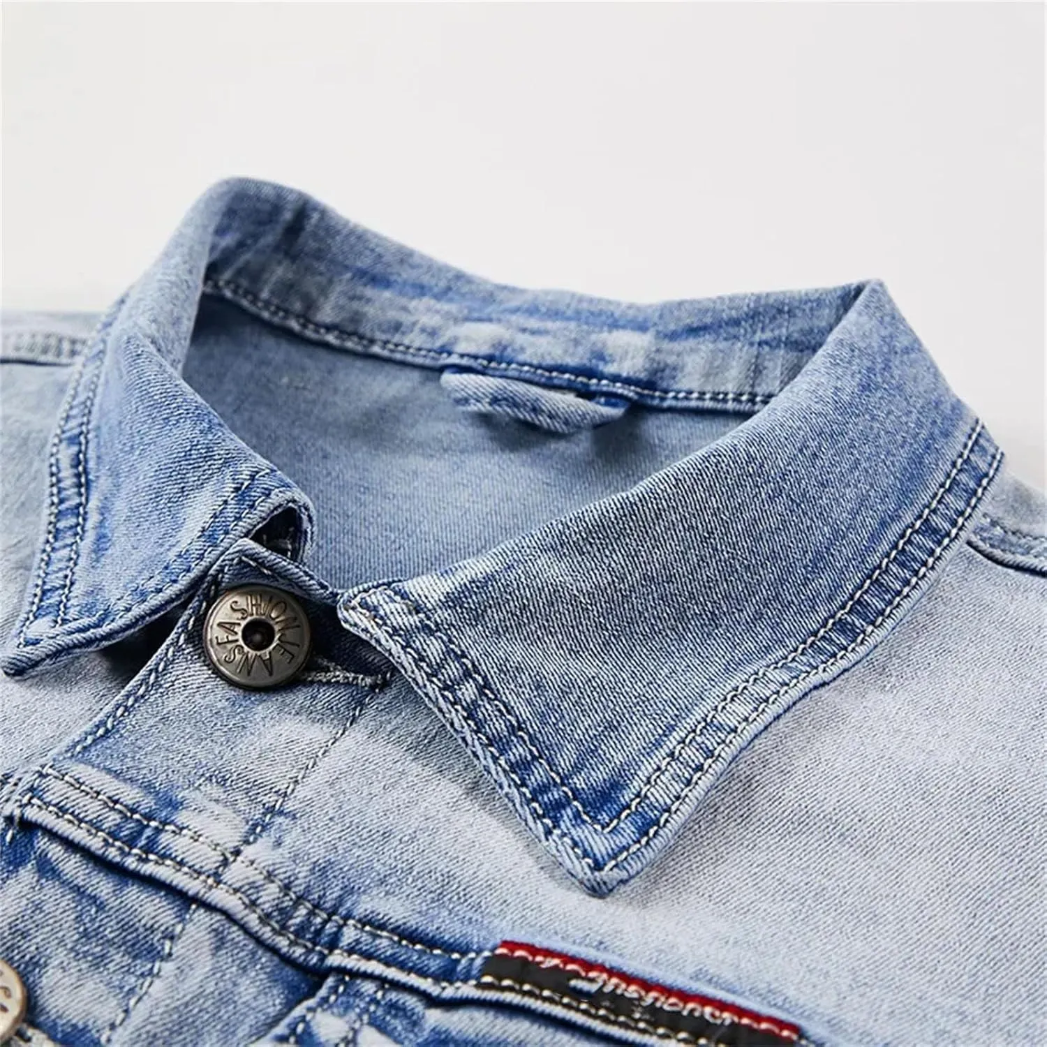 Men's Denim Two Piece Set Slim Micro-Stretch Two-Piece Jacket Jeans Suit