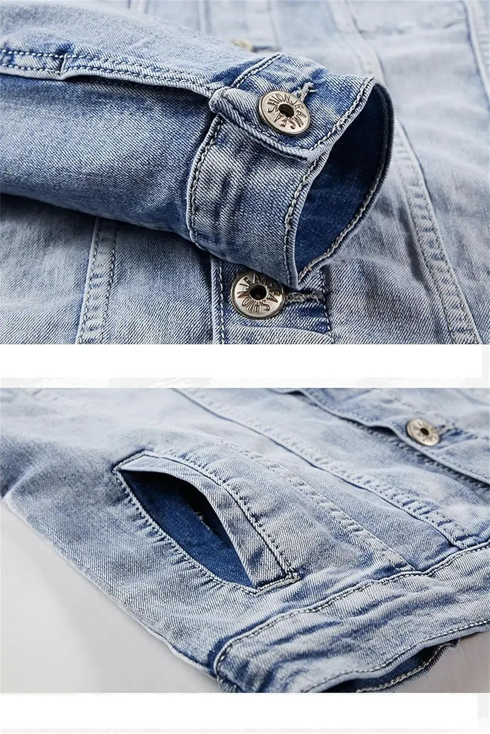 Men's Denim Two Piece Set Slim Micro-Stretch Two-Piece Jacket Jeans Suit